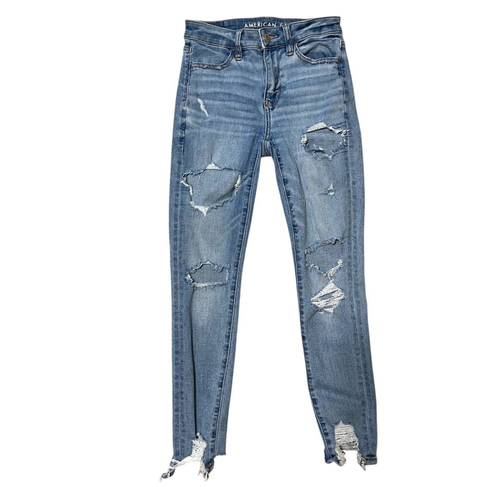 Sz 0 Vintage AE Ripped Jeans Women's Stretch Distressed American Eagle